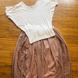 Dusty Blush Colored Midi Skirt